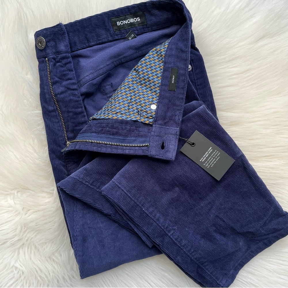 New Bonobos Men’s Stretch Corduroy Pants Cords Athletic 32x32 32 Navy Blue
